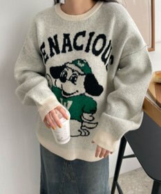 WEGO ファニーグラフィックフラッフィーニットプルオーバー