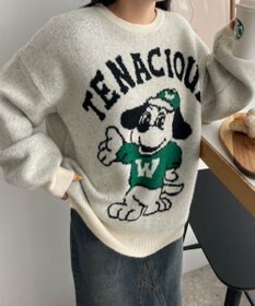WEGO ファニーグラフィックフラッフィーニットプルオーバー