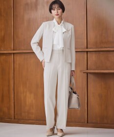 23区 【セットアップ対応/洗える】トリアセダブルジョーゼット ノーカラー ジャケット