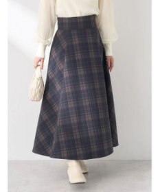 earth music&ecology バックレースアップチェックスカート