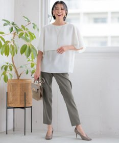 23区 L 【洗える】ストレッチジョーゼット レイヤー カットソー