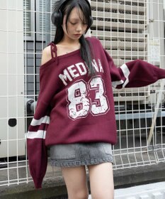 WEGO 【2025年秋冬新作】2WAYグラフィックワンショルBIGニット