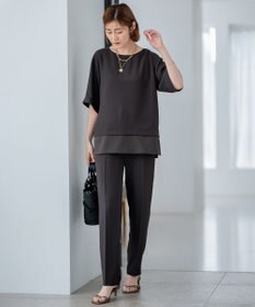 23区 L 【新色追加/洗える】ストレッチジョーゼット テーパード パンツ