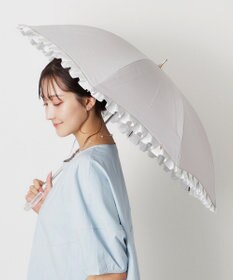 MOONBAT 【一級遮光/晴雨兼用】LANVIN en Bleu (ランバン オン ブルー) 長傘 日傘 シャイニーフリル 遮光 遮熱 UV