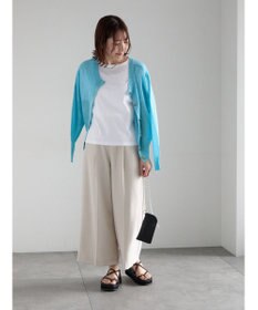 Te chichi 【遮熱】麻調ワイドクロップトパンツ