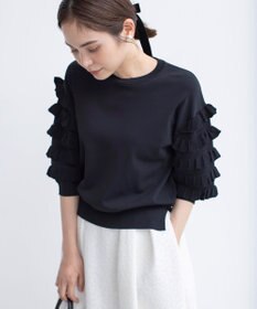 組曲 S 【WEB限定カラーあり】MINA 袖フリルニットプルオーバー