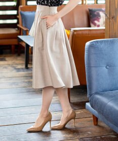 Tiaclasse 【洗える】体型カバーも叶う麻調フレアタックスカート