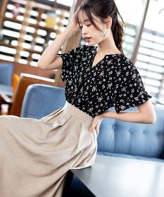 Tiaclasse 【洗える】体型カバーも叶う麻調フレアタックスカート