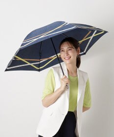 MOONBAT ランバン オン ブルー (LANVIN en Blue) 折りたたみ傘 サテンプリント ロゴアーチ