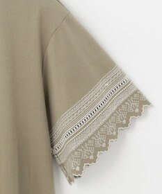 自由区 【洗える】エンブロイダリー チュニック丈カットソー