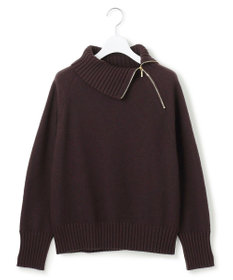 23区 L ボイルドウールコンビ ジップ タートルニット