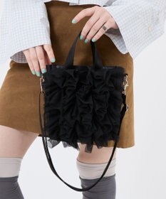 LeSportsac RUFFLE MINI N/S TOTE/ブラックレースラッフル