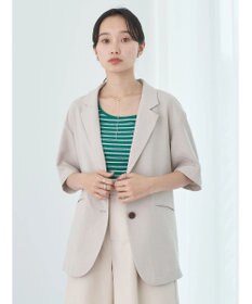 earth music&ecology リネンライク５分袖ジャケット