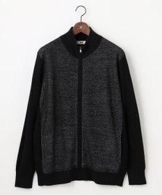 JOSEPH ABBOUD 【キングサイズ・イタリア糸使用/洗える】メリノブレンドモール ジップ ニット ブルゾン