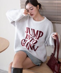 WEGO 【2025年秋冬新作】フラッフィーグラフィックニットBIGプルオーバー