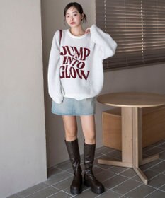 WEGO 【2025年秋冬新作】フラッフィーグラフィックニットBIGプルオーバー