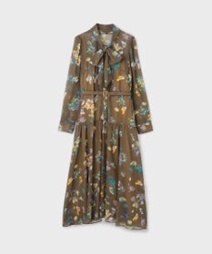 GRACE CONTINENTAL フラワープリントボウタイ付ワンピース