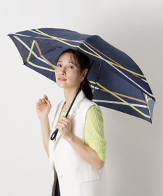 MOONBAT ランバン オン ブルー (LANVIN en Blue) 折りたたみ傘 サテンプリント ロゴアーチ