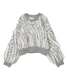 Green Parks ・ＥＬＥＮＣＡＲＥ　ＤＵＥ　フリンジジャカードニット