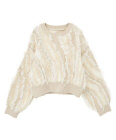 Green Parks ・ＥＬＥＮＣＡＲＥ　ＤＵＥ　フリンジジャカードニット