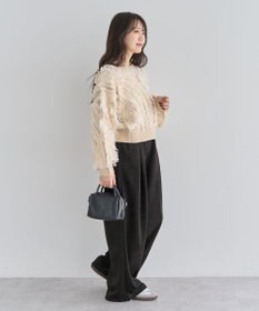 Green Parks ・ＥＬＥＮＣＡＲＥ　ＤＵＥ　フリンジジャカードニット