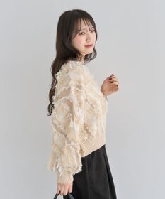 Green Parks ・ＥＬＥＮＣＡＲＥ　ＤＵＥ　フリンジジャカードニット