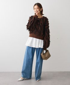 Green Parks ・ＥＬＥＮＣＡＲＥ　ＤＵＥ　フリンジジャカードニット