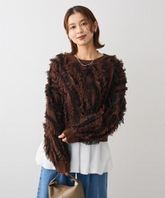 Green Parks ・ＥＬＥＮＣＡＲＥ　ＤＵＥ　フリンジジャカードニット