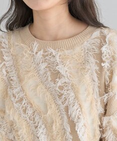 Green Parks ・ＥＬＥＮＣＡＲＥ　ＤＵＥ　フリンジジャカードニット