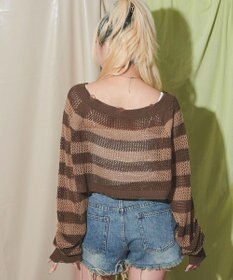 WEGO ダメージボーダーショートニット