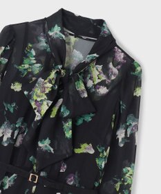 GRACE CONTINENTAL フラワープリントボウタイ付ワンピース