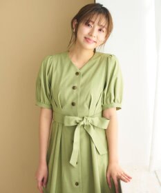 Feroux 【洗える】パフスリーブシャツ ワンピース