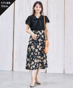 Tiaclasse 【洗える】幅広く活躍が期待できるボウタイレースブラウス