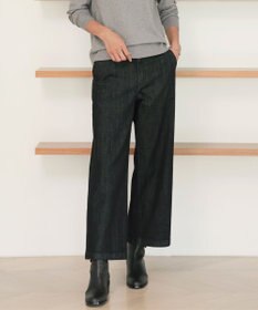 J.PRESS LADIES 【洗える】9ozストレッチ デニム ワイド パンツ