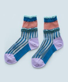 COQ サラサラ シアーストライプソックス