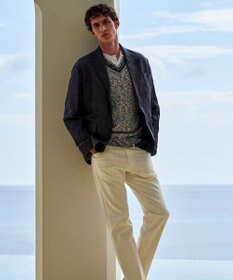 JOSEPH ABBOUD 【キングサイズ・洗える・イタリア糸使用】コットンスラブ Vネック ニット