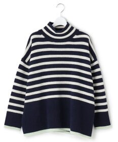 23区 【CLASSY.1月号掲載】ウールナイロン ボーダー ハイネック ニット