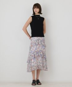 GRACE CONTINENTAL フラワープリントフリルスカート