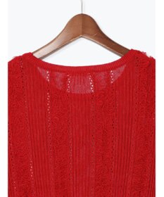 Te chichi フリンジニットハーフスリーブトップス