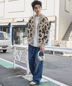 WEGO ベロアモールパターンカーディガン