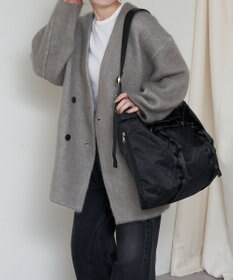 russet ナイロンジャガードメタルバックルショルダーバッグ L(CE-1656)