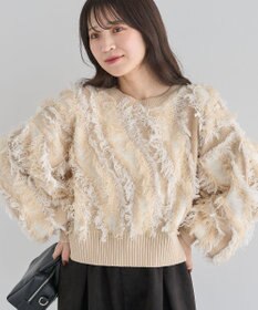 Green Parks ・ＥＬＥＮＣＡＲＥ　ＤＵＥ　フリンジジャカードニット