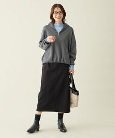 ANY L スウェットライクハーフジップニット