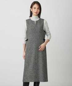 J.PRESS LADIES ウールシルク ハウンドトゥース ジャンパースカート モノトーン系