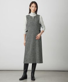 美品　トゥモローランド ウールシルクブロックトゥース ジャンパースカート　ワンピ TOMORROWLAND （トゥモローランド）の「ウールシルクブロック