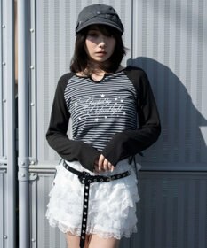 WEGO サイドドロストキーネックロンT