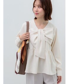 Te chichi リボンディテールペプラムブラウス