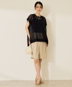 AMERICAN HOLIC ウォッシャブルシアーニットフレンチスリーブトップス