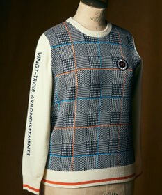 23区GOLF 【WOMEN】チェックジャガード クルーネック ニット