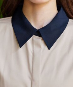 Tiaclasse 【洗える】配色パフスリーブシャツブラウス